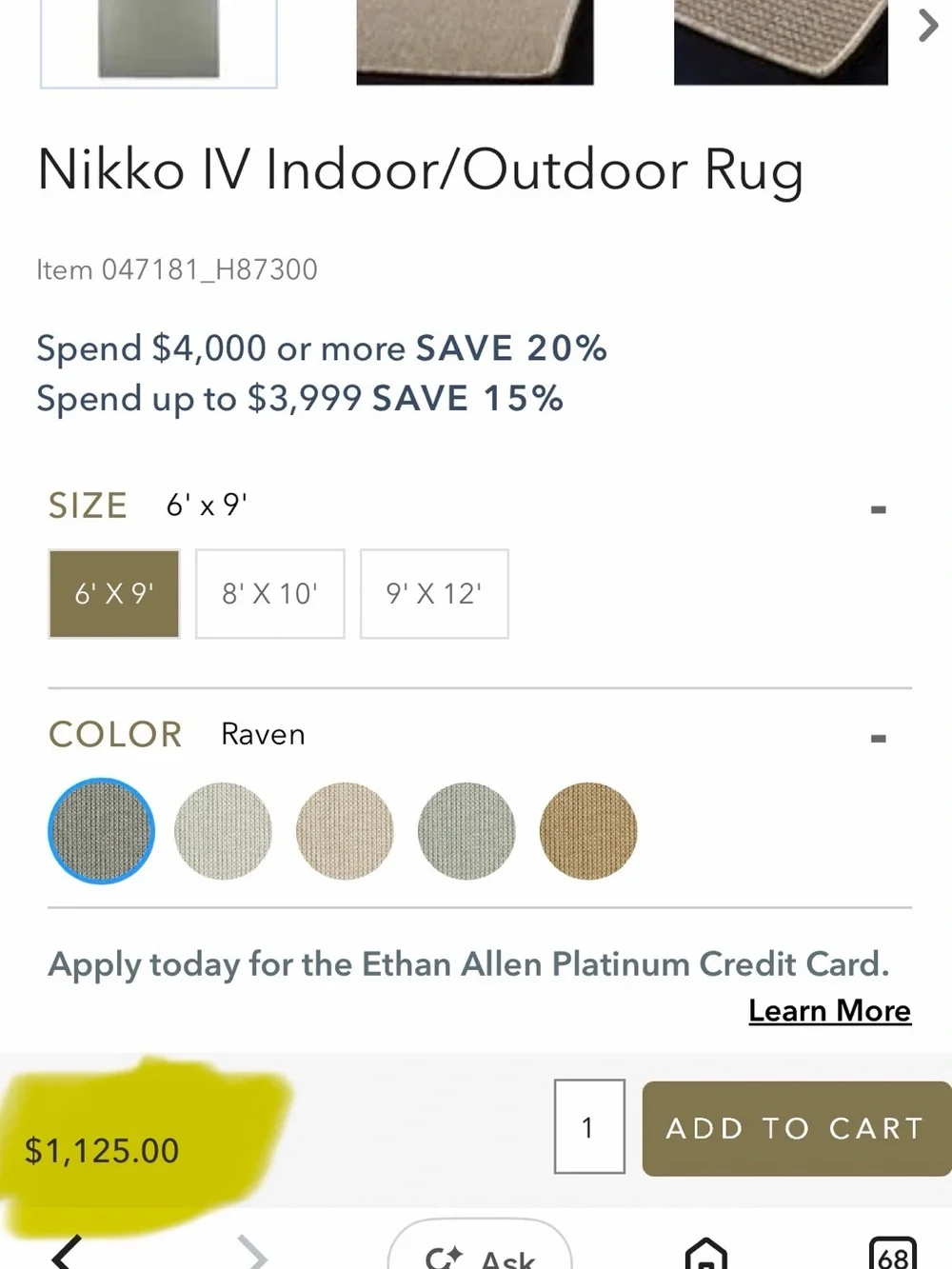 Ethan Allen Beige and Gray Medallion Door Mat